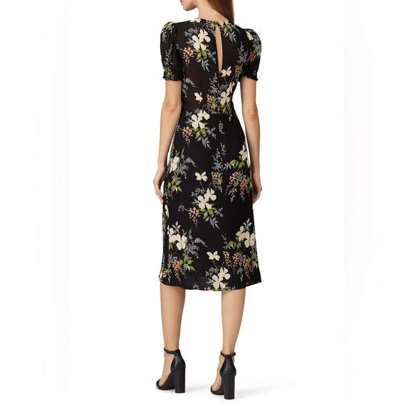 reformation black floral Lee midi dress 0 - Picture 1 of 7